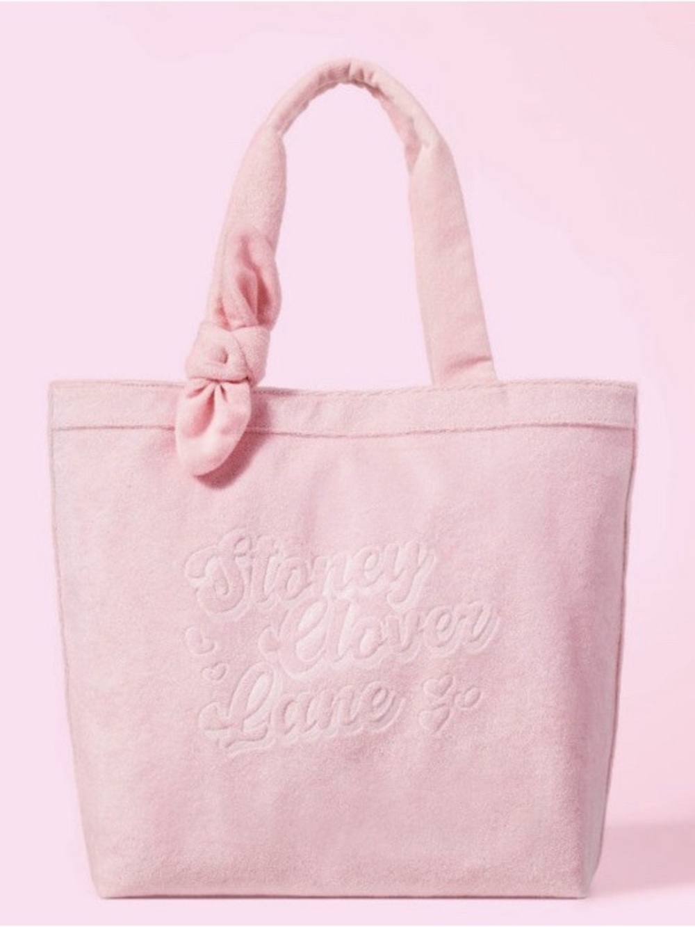 Stoney Clover Lane Light Pink Terry Tote with Knotted Strap